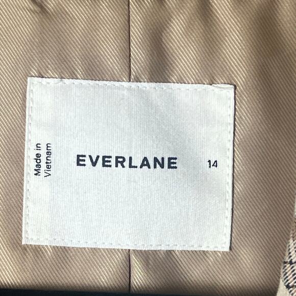 Everlane The Oversized Blazer in Buttersmooth Pale Khaki Plaid Women's Size 14 - Picture 8 of 10